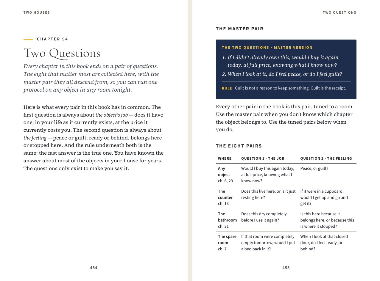 Interior spread from the Two Questions chapter